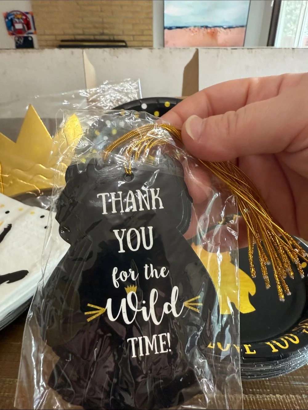 Wild One First Birthday Party Supplies Set - Black & Gold